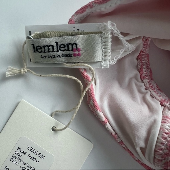 Lemlem | Geometric Print Lola Bikini Top Light Pink | Girls 6 Yrs - Picture 7 of 7
